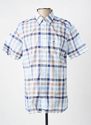 Chemise manches courtes imprimé carreaux bleu CHATEL homme