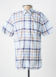 Chemise manches courtes imprimé carreaux bleu CHATEL homme