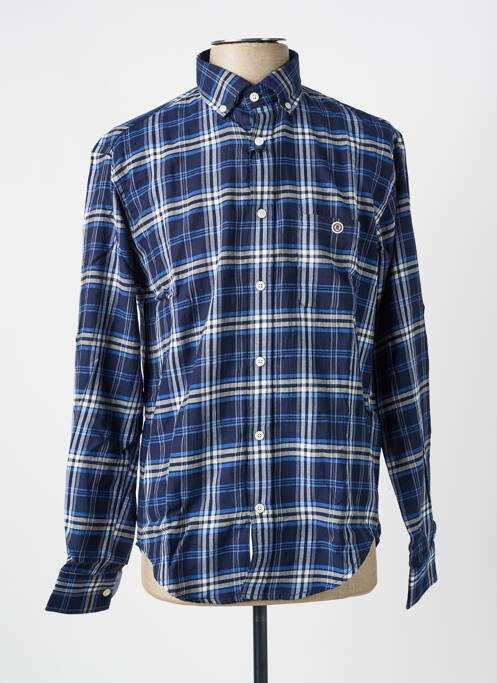 Chemise manches longues imprimé carreaux bleu SERGE BLANCO homme