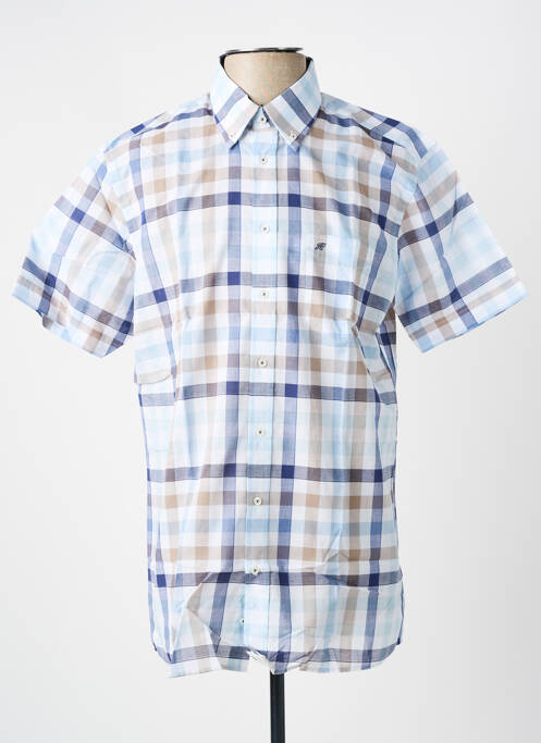 Chemise manches courtes imprimé carreaux bleu CHATEL homme