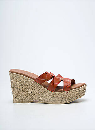Mules/sabots talon compensé talon de 7 à 9cm orange EVA FRUTOS femme