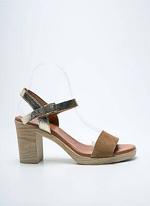 Sandales/nu pieds tissage satiné talon de 7 à 9cm or EVA FRUTOS femme