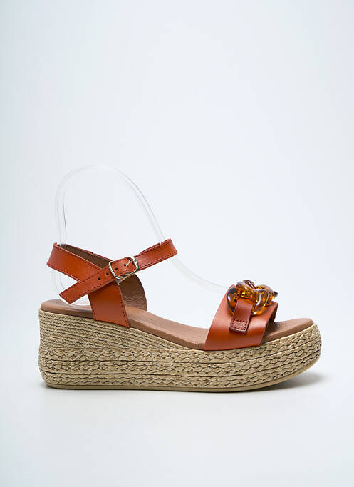Sandales/nu pieds matière lisse talon de 4 à 6cm orange EVA FRUTOS femme
