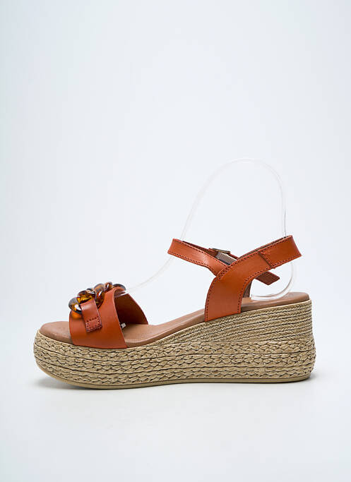Sandales/nu pieds matière lisse talon de 4 à 6cm orange EVA FRUTOS femme