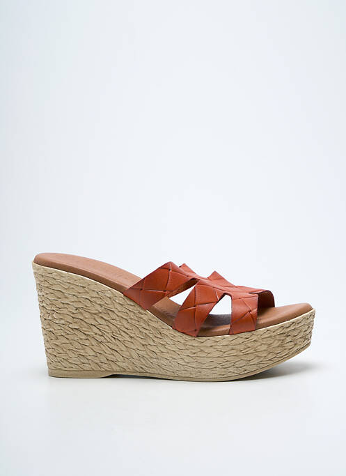 Mules/sabots talon compensé talon de 7 à 9cm orange EVA FRUTOS femme