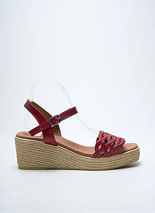 Sandales/nu pieds tissage satiné talon de 4 à 6cm rouge EVA FRUTOS femme
