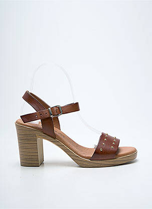 Sandales/nu pieds matière lisse talon de 7 à 9cm marron EVA FRUTOS femme