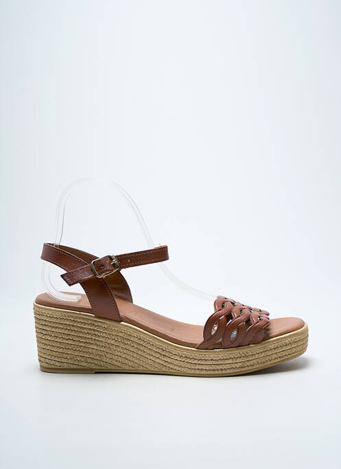 Sandales/nu pieds matière lisse talon de 4 à 6cm marron EVA FRUTOS femme