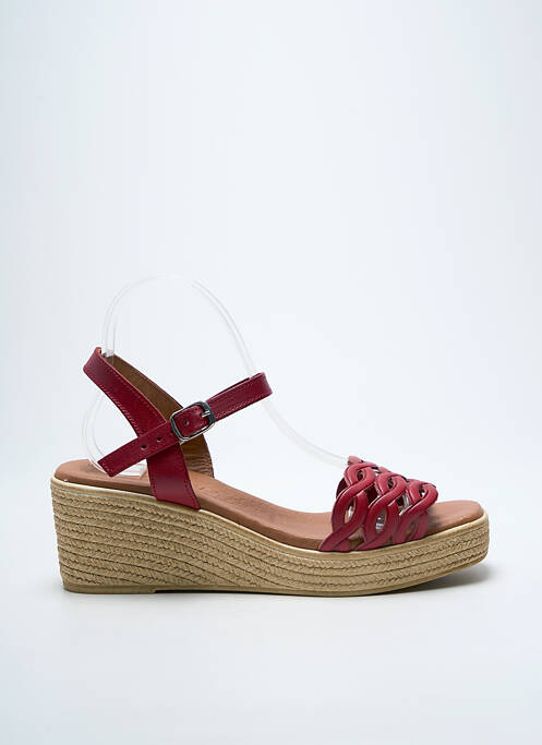 Sandales/nu pieds tissage satiné talon de 4 à 6cm rouge EVA FRUTOS femme