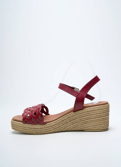 Sandales/nu pieds tissage satiné talon de 4 à 6cm rouge EVA FRUTOS femme