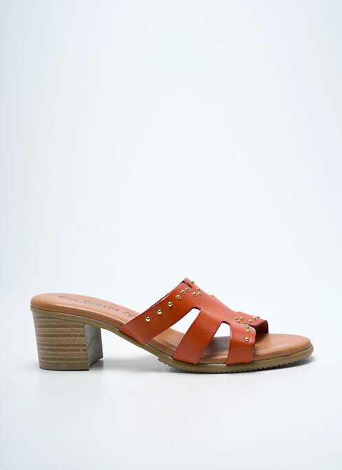 Mules/sabots matière lisse talon de 4 à 6cm orange EVA FRUTOS femme