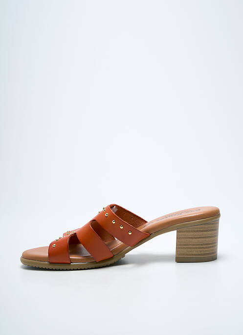 Mules/sabots matière lisse talon de 4 à 6cm orange EVA FRUTOS femme