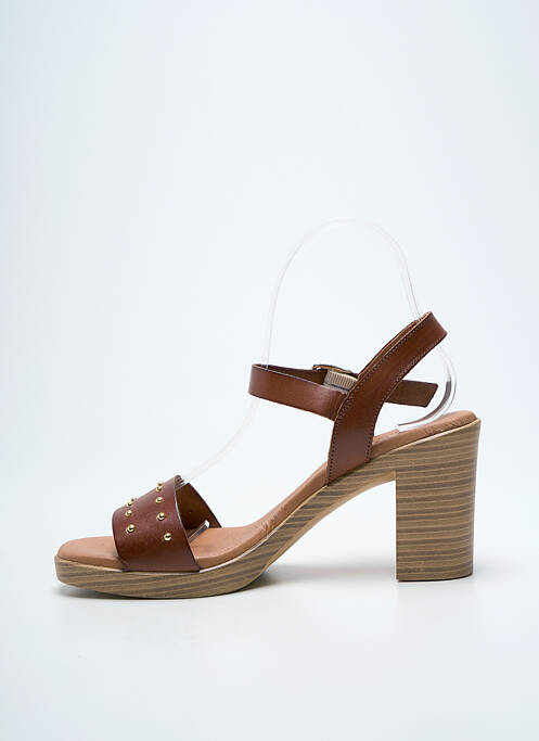 Sandales/nu pieds matière lisse talon de 7 à 9cm marron EVA FRUTOS femme