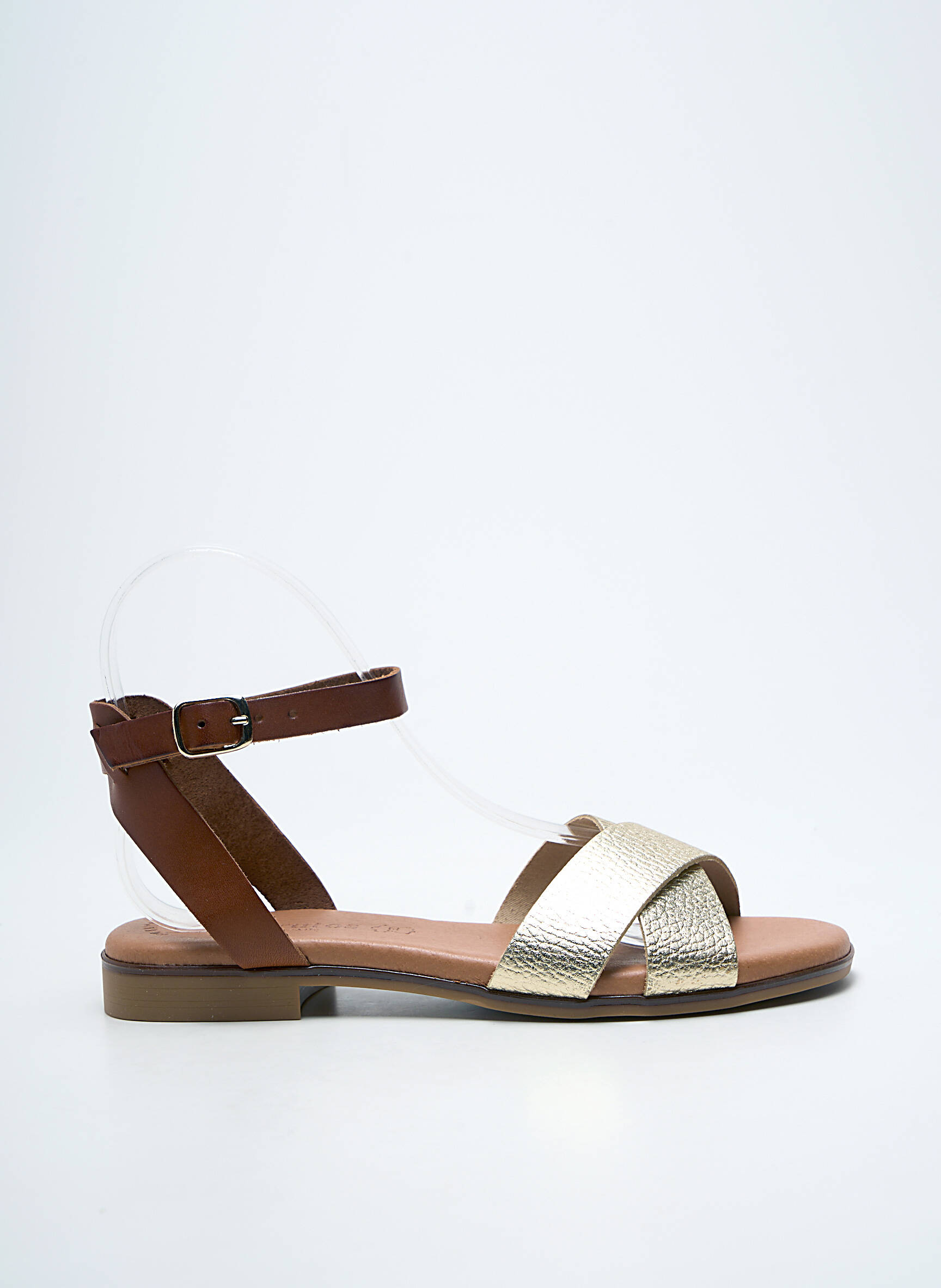 Sandales/nu pieds chiquet talon plat jusqu'à 3cm or EVA FRUTOS femme