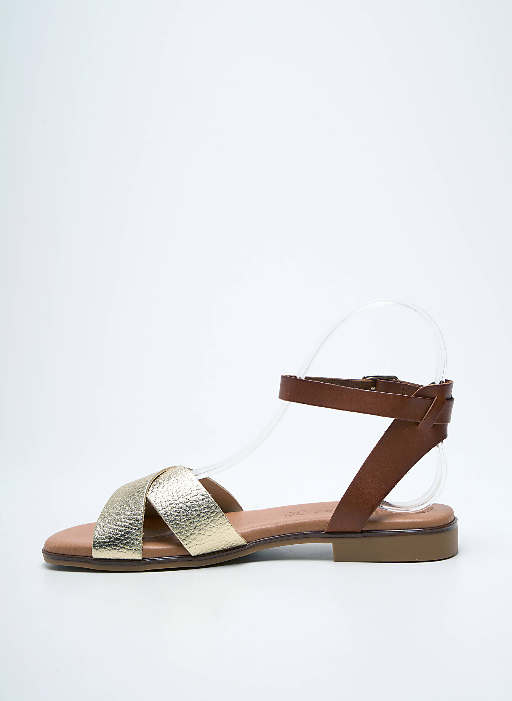 Sandales/nu pieds chiquet talon plat jusqu'à 3cm or EVA FRUTOS femme