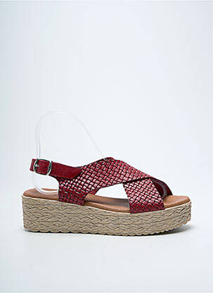 Sandales/nu pieds tissage satiné talon de 4 à 6cm rouge EVA FRUTOS femme