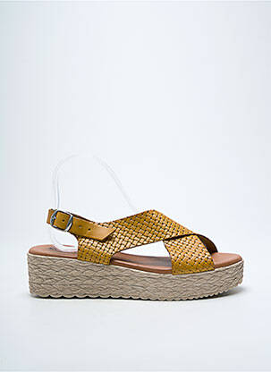 Sandales/nu pieds tissage satiné talon de 4 à 6cm jaune EVA FRUTOS femme
