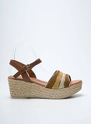 Sandales/nu pieds tissage satiné talon de 4 à 6cm marron EVA FRUTOS femme