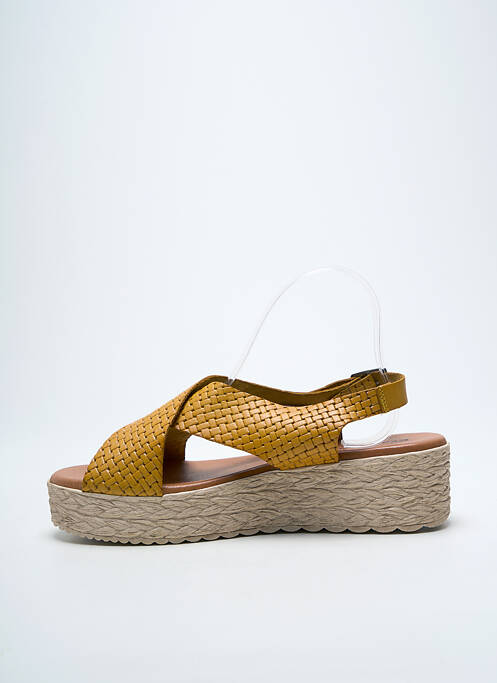 Sandales/nu pieds tissage satiné talon de 4 à 6cm jaune EVA FRUTOS femme