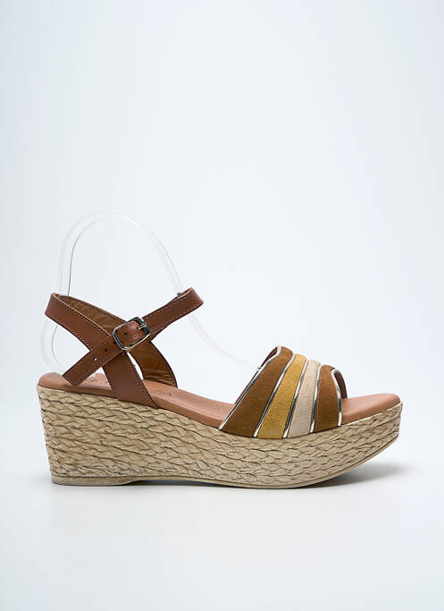 Sandales/nu pieds tissage satiné talon de 4 à 6cm marron EVA FRUTOS femme