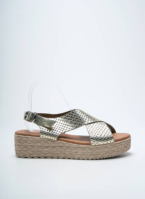 Sandales/nu pieds tissage satiné talon de 4 à 6cm or EVA FRUTOS femme