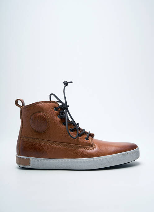Baskets matière lisse bout rond marron BLACKSTONE homme