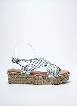 Sandales/nu pieds tissage satiné talon de 4 à 6cm argent EVA FRUTOS femme