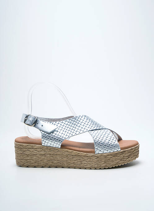 Sandales/nu pieds tissage satiné talon de 4 à 6cm argent EVA FRUTOS femme