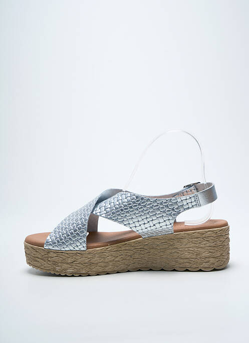 Sandales/nu pieds tissage satiné talon de 4 à 6cm argent EVA FRUTOS femme