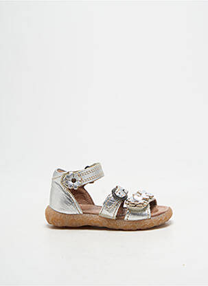 Sandales/nu pieds fermeture scratch bout ouvert argent BISGAARD fille