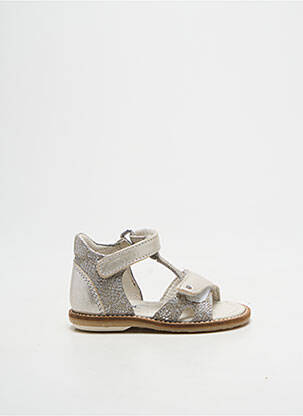 Sandales/nu pieds tissage satiné bout ouvert argent NOËL fille