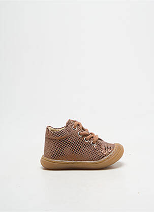 Bottillons tissage satiné bout rond marron BELLAMY fille