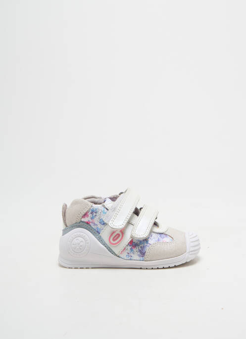 Baskets matière lisse bout rond blanc BIOMECANICS fille