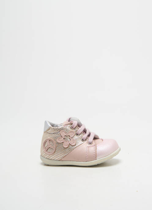 Bottillons tissage satiné bout rond rose LITTLE MARY fille