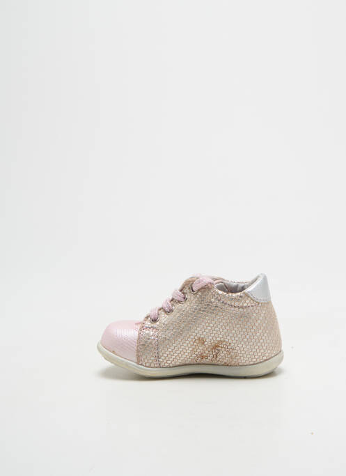 Bottillons tissage satiné bout rond rose LITTLE MARY fille