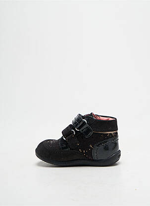 Bottillons fermeture scratch bout rond noir KICKERS fille