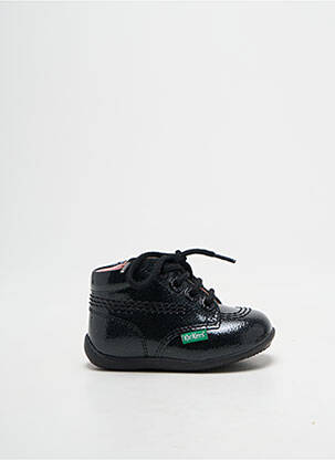 Bottillons tissage vernis bout rond noir KICKERS fille