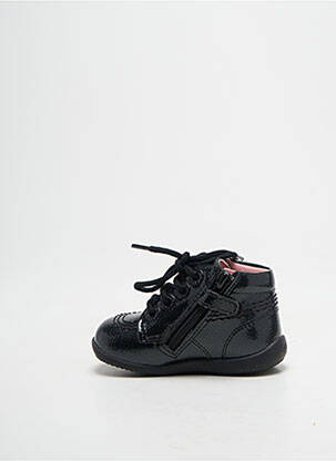Bottillons tissage vernis bout rond noir KICKERS fille