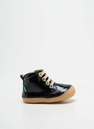Bottillons effet froissé bout rond noir KICKERS fille