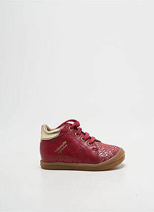Bottillons tissage satiné bout rond rouge BABYBOTTE fille