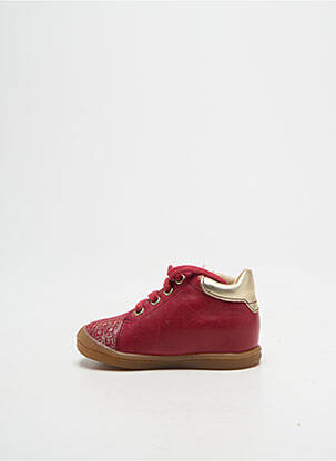 Bottillons tissage satiné bout rond rouge BABYBOTTE fille
