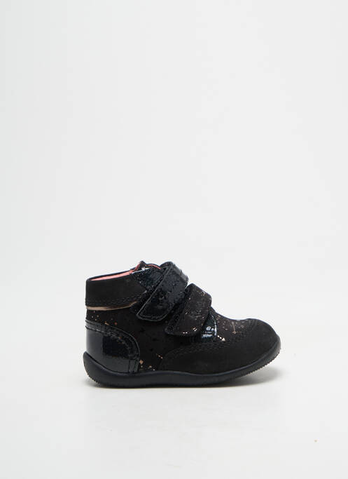 Bottillons fermeture scratch bout rond noir KICKERS fille