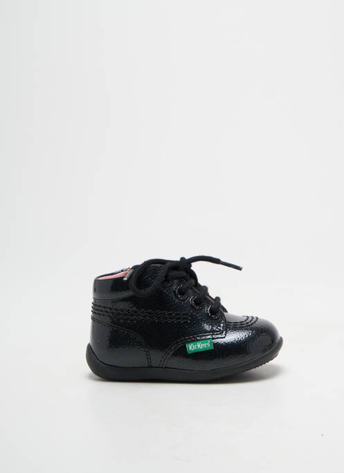Bottillons tissage vernis bout rond noir KICKERS fille