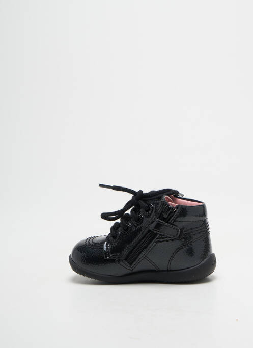 Bottillons tissage vernis bout rond noir KICKERS fille