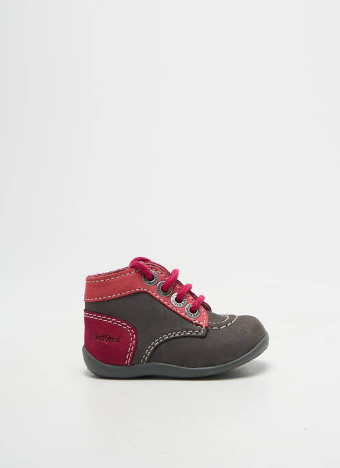 Bottillons fermeture lacets bout rond rose KICKERS fille
