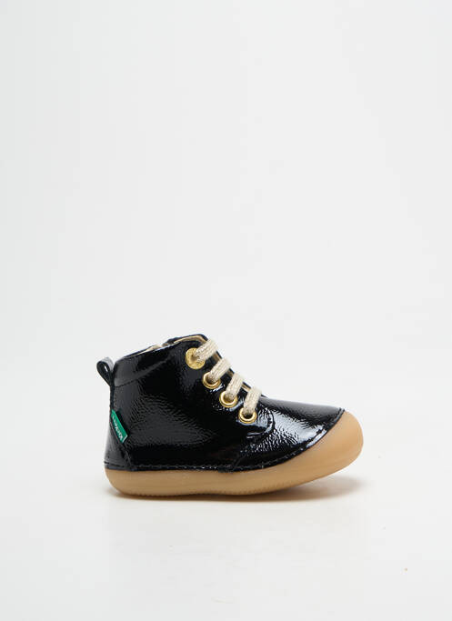 Bottillons effet froissé bout rond noir KICKERS fille