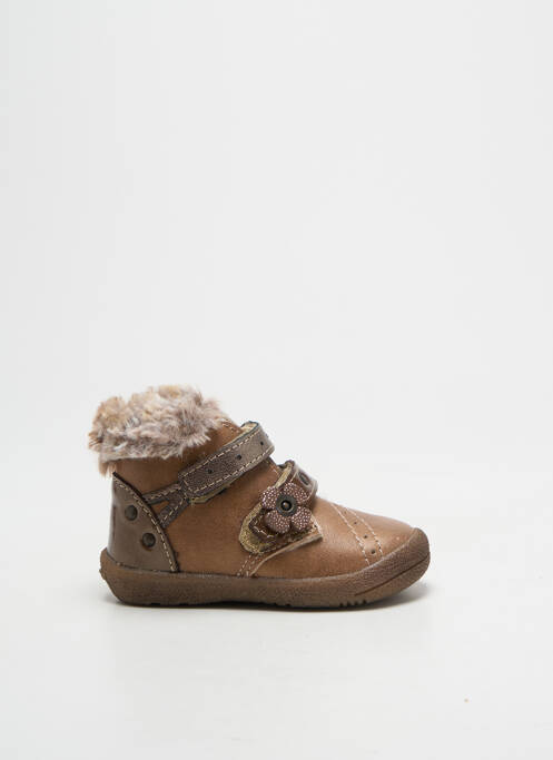 Bottillons matière lisse bout rond marron BABYBOTTE fille