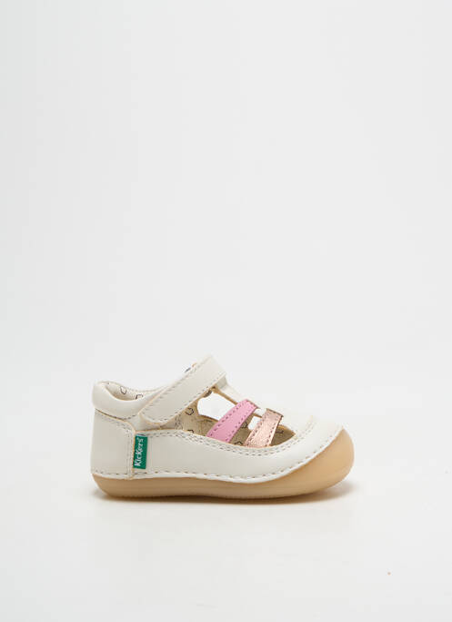 Bottillons fermeture scratch bout rond blanc KICKERS fille