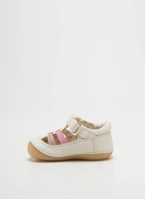 Bottillons fermeture scratch bout rond blanc KICKERS fille
