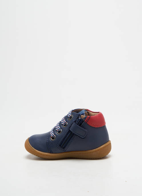Bottillons tissage satiné bout rond bleu ASTER garcon